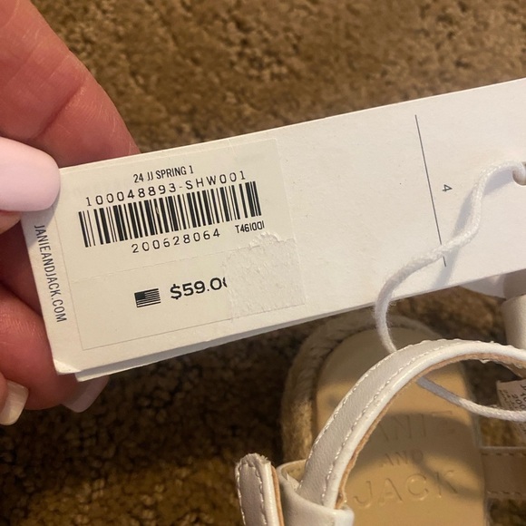 Janie & Jack Girls White Sandals Adjustable New Size 4 🌷 - Picture 5 of 8